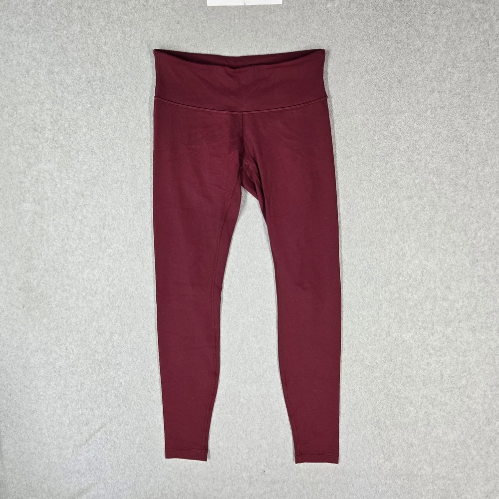 Lululemon Women Activewear Pants 6 Burgundy Wunder Under Legging Yoga Logo READ